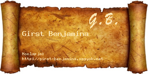 Girst Benjamina névjegykártya